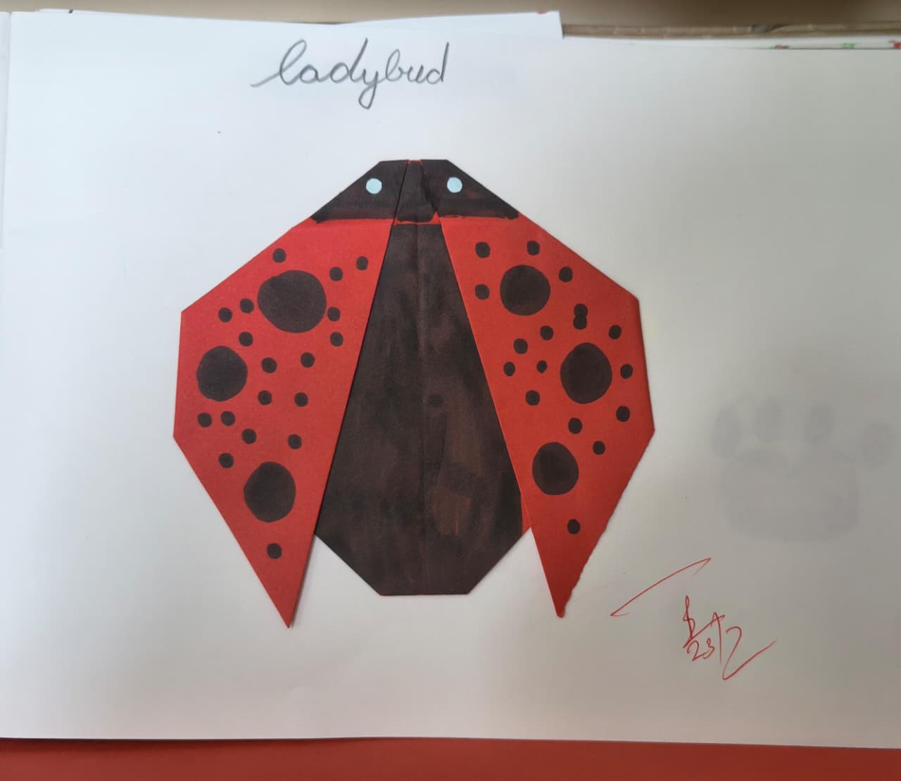 Paper Craft lady bug by Jiya(3C).